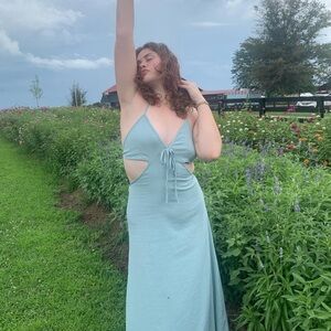 Light Blue Cutout Maxi Dress